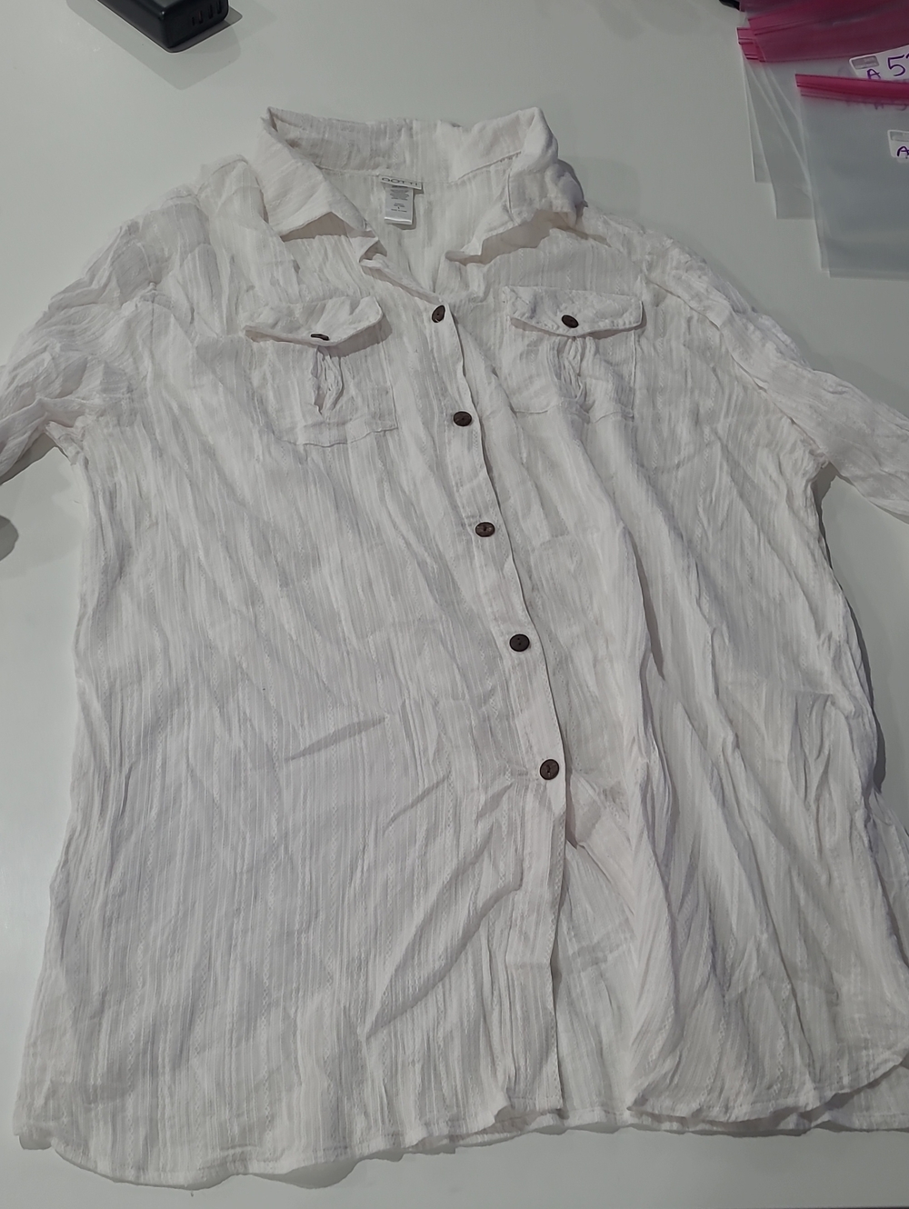 Dotti White Lightweight Swim Coverup Shirt